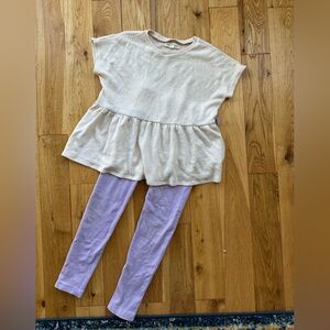 Tucker + Tate & Cotton On Outfit Cream Sweated Shirt Lavender Ribbed Leggings